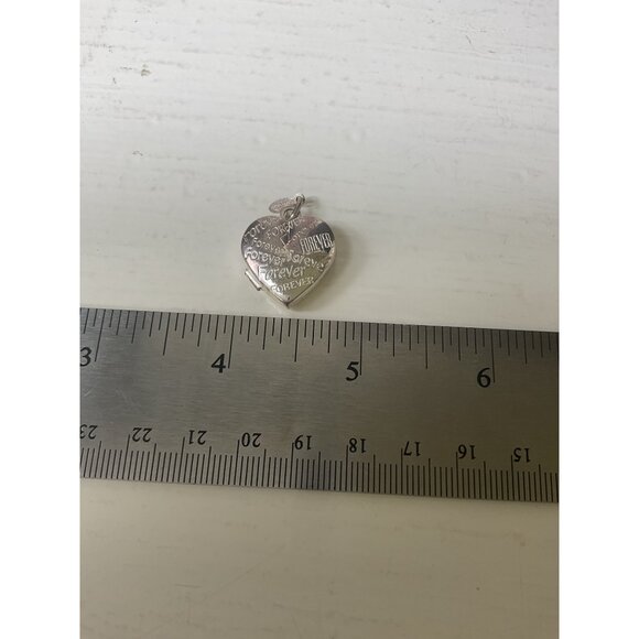 952 Italy Silver Heart Locket Pendant With "Forever" Engraving - Picture 5 of 5